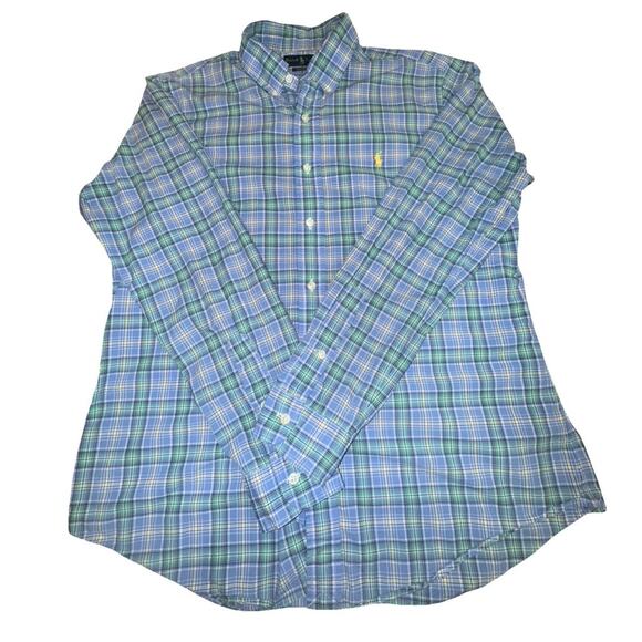 Ralph Lauren Blue Label Plaid Shirt Classic Button Down Long Sleeve Cotton, Sz L - Picture 2 of 3